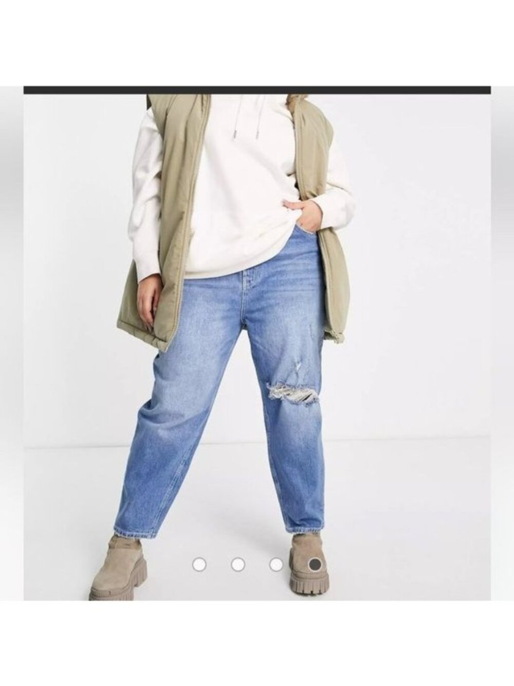 River Island Plus Women’s Jeans Size 16 US High Rise Mom Jeans Medium Blue Wash